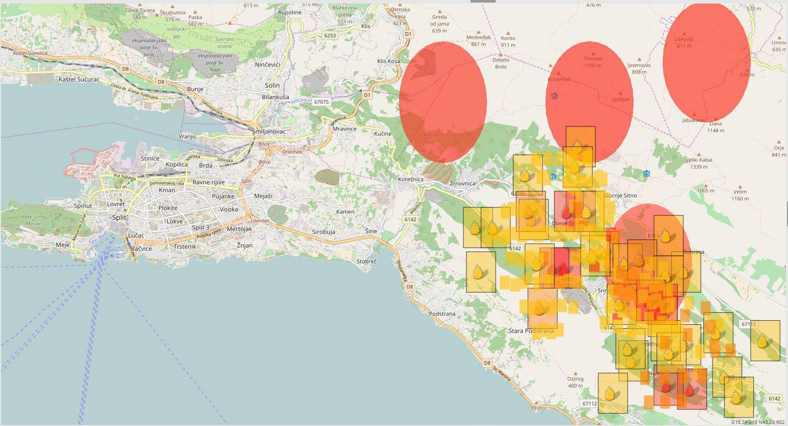Interaktivna karta: Evo gdje se sve vatrogasci bore s požarima