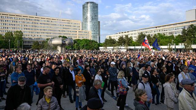 Protest against government changes at public broadcaster RTVS in Bratislava