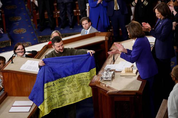 Ukraine's President Volodymyr Zelenskiy addresses a joint meeting of U.S. Congress at the U.S. Capitol in Washington