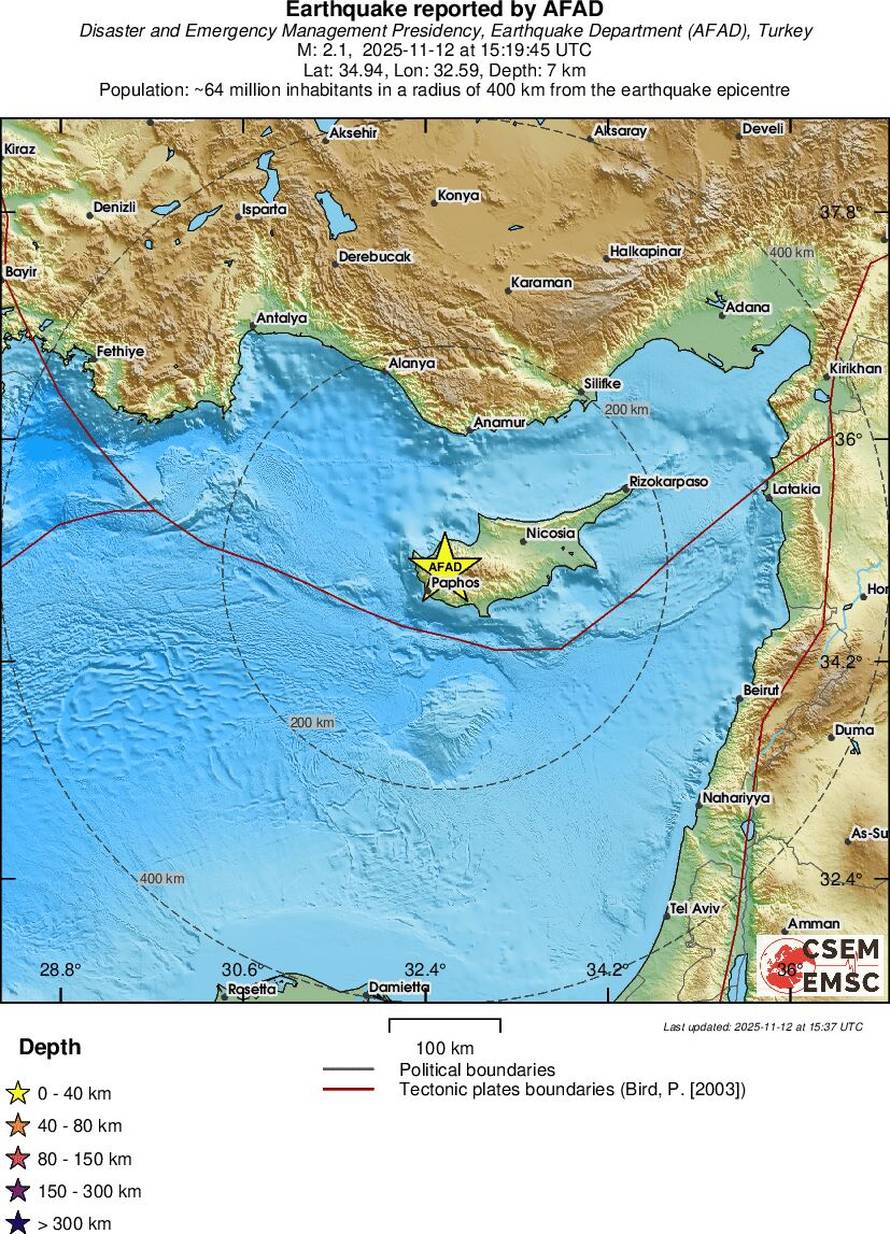 Dva snažna potresa pogodila Cipar: 'Sve se treslo, jezivo!'