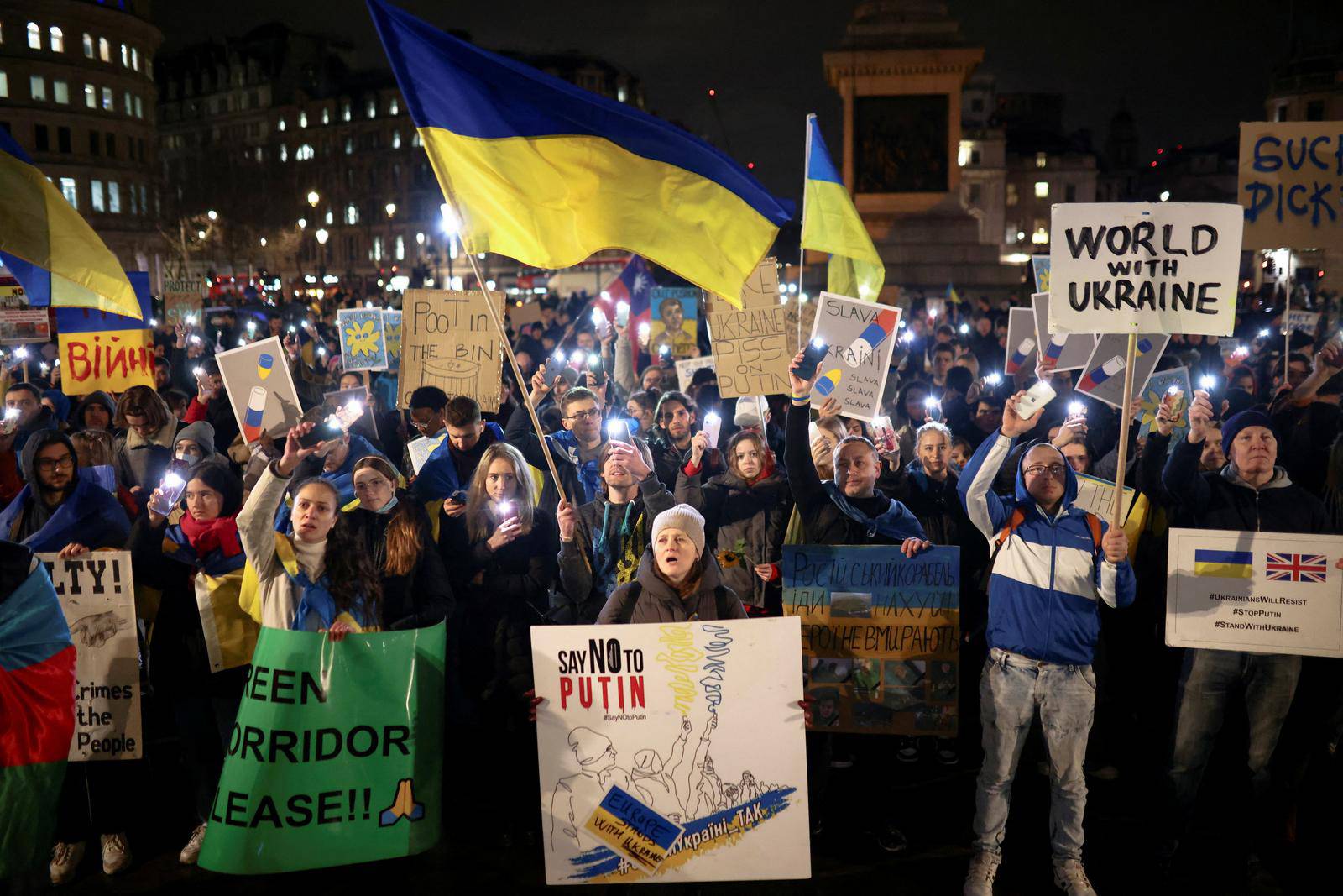 People demonstrate against Russian invasion of Ukraine, in London