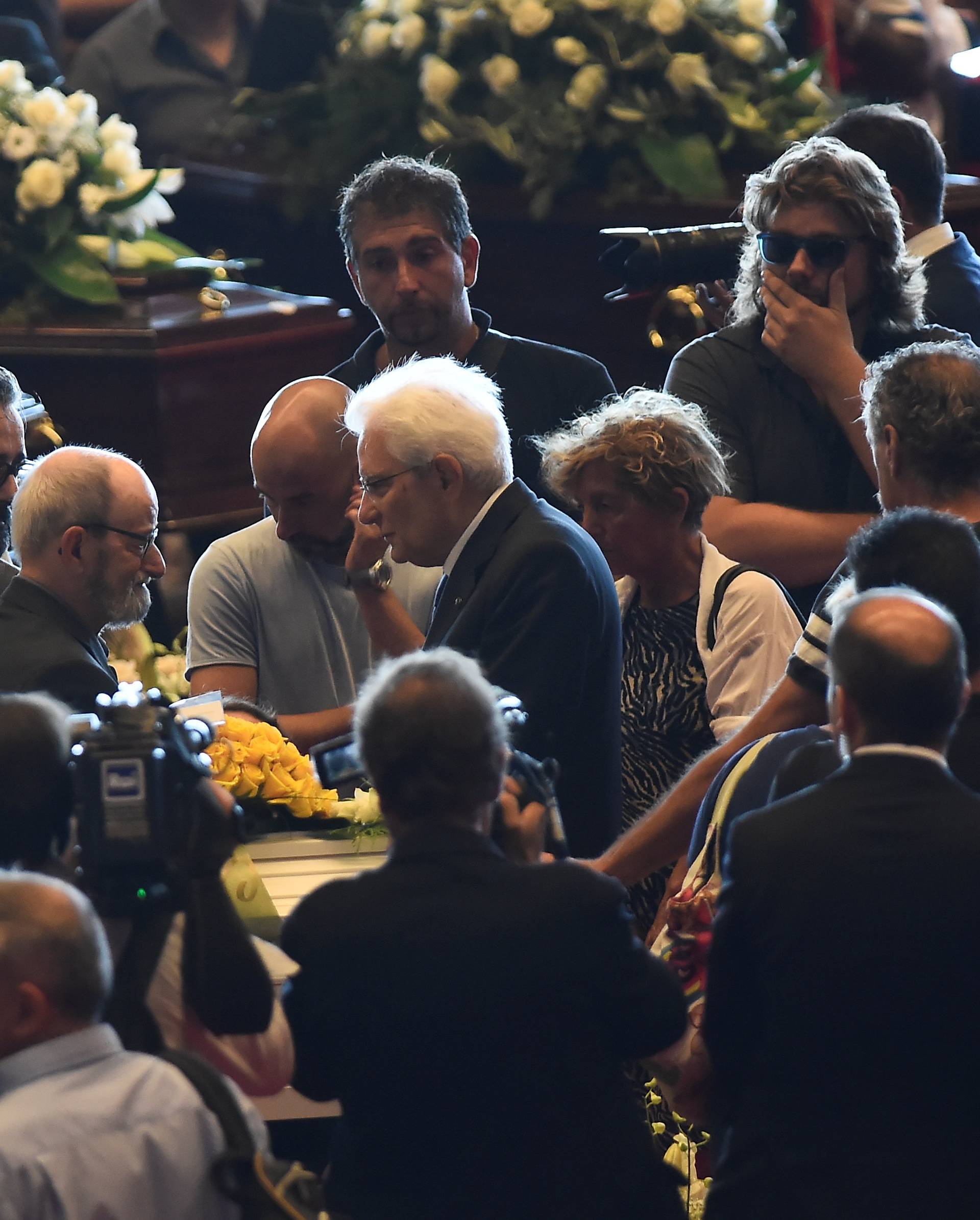 Italian President Sergio Mattarella is seen before the state funeral of the victims of the Morandi Bridge collapse, at the Genoa Trade Fair and Exhibition Centre in Genoa