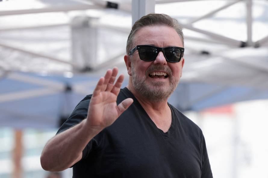 Comedian Ricky Gervais unveils his star on the Hollywood Walk of Fame in Los Angeles