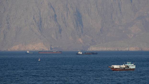 Tankers and other vessels in the Strait of Hormuz off the coast of Musandam