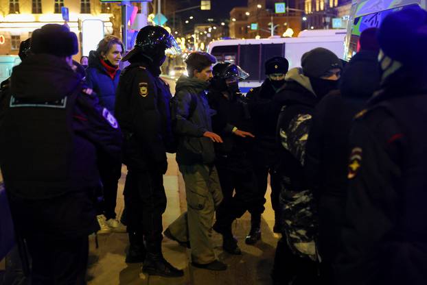 Anti-war protest after Russia launched a massive military operation against Ukraine, in Moscow