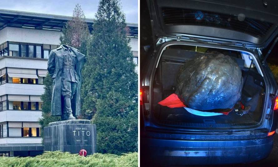 FOTO U Sloveniji odrezali glavu kipu Tita! Našli su je u gepeku auta koji ima hrvatske tablice