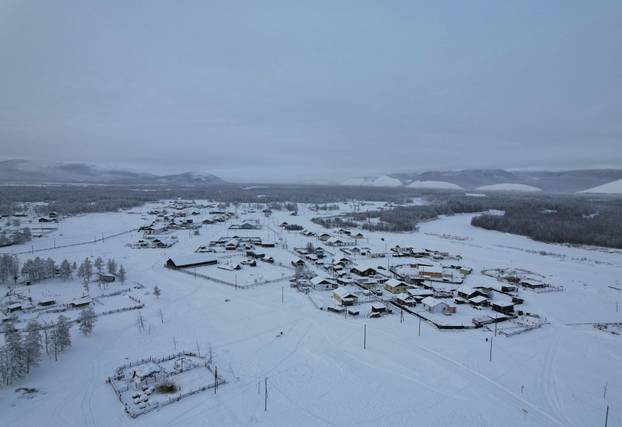 A drone view of Oymyakon