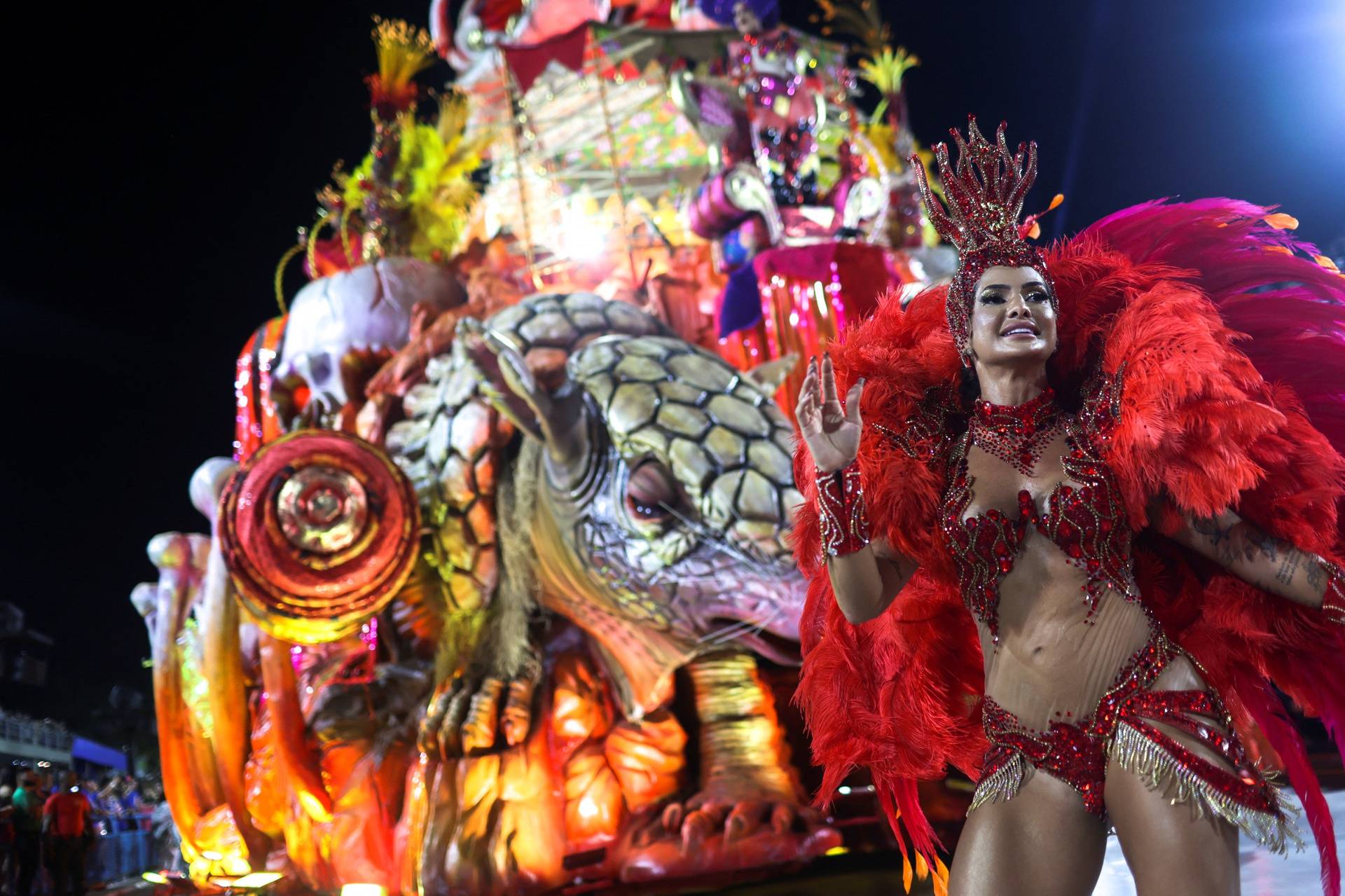 Carnival magic descends on Rio as second night of elite samba schools lights up the Sambadrome, in Rio de Janeiro