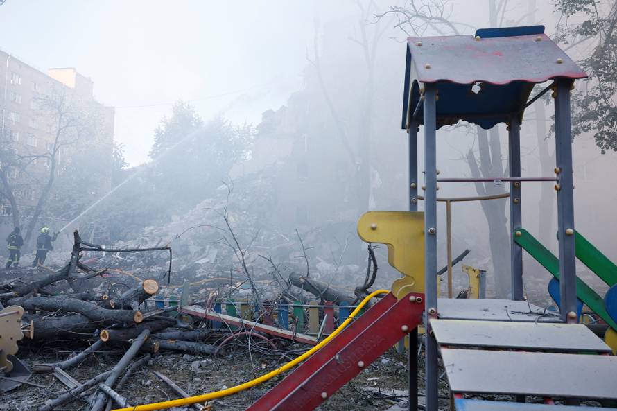 Aftermath of overnight Russian missile and drone strikes, in Kyiv