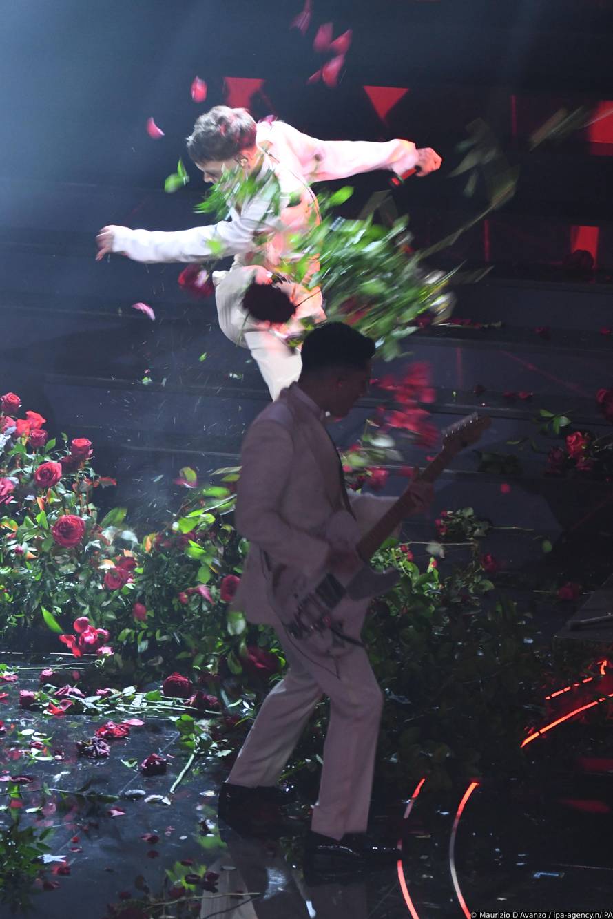 Sanremo, 73rd Italian Song Festival, First Episode. Blanco rages on stage