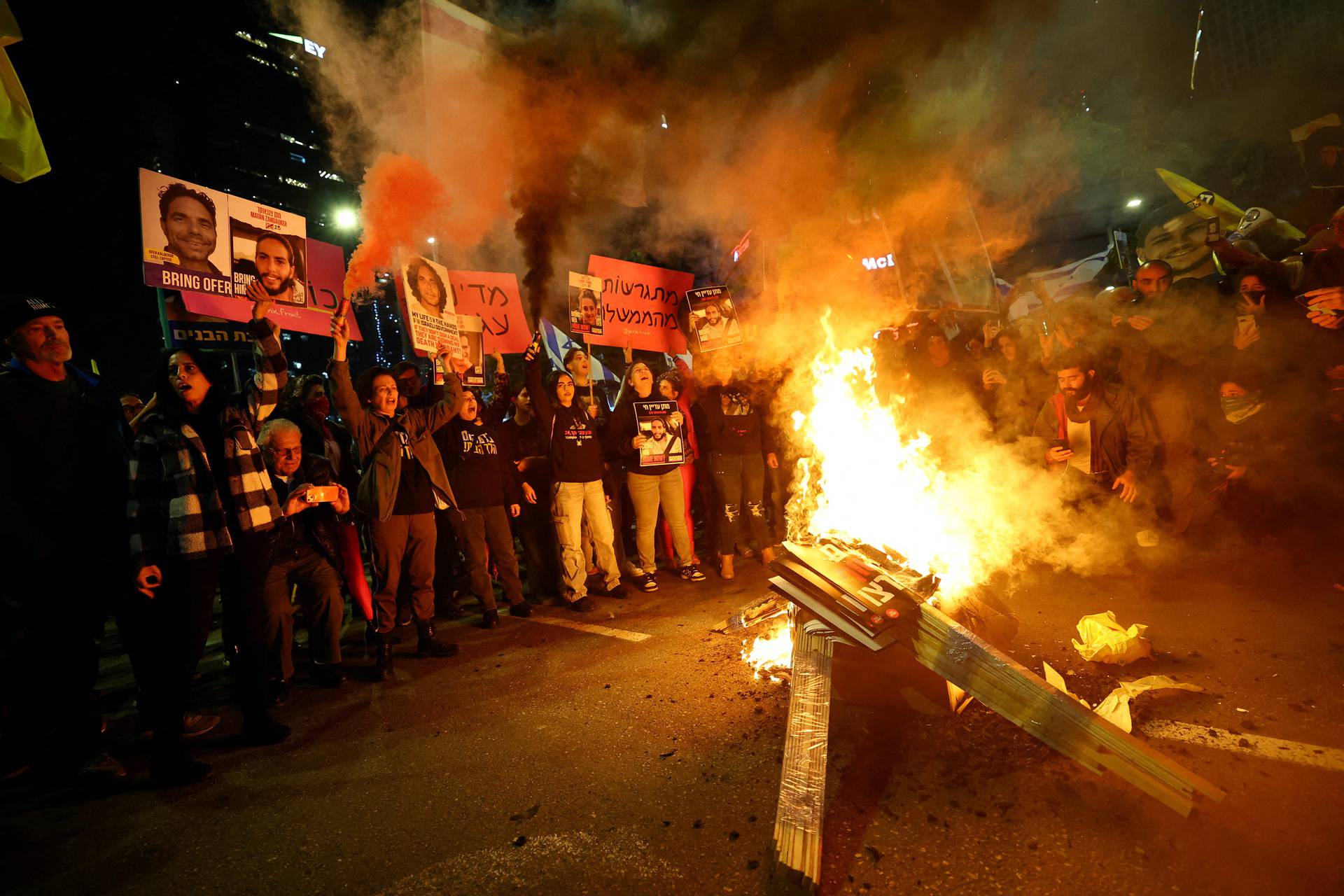 Protest against the government and to show support for the hostages who were kidnapped during the deadly October 7, 2023 attack, in Tel Aviv