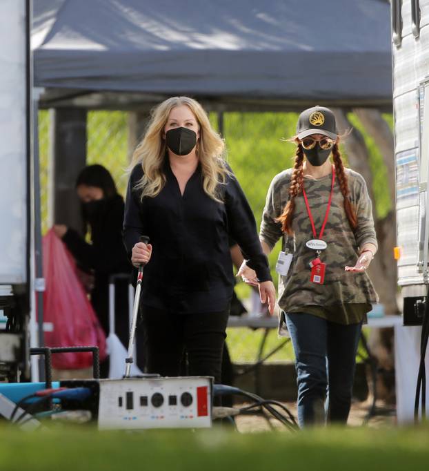 EXCLUSIVE: Christina Applegate is Spotted on the Set of Dead to Me in Los Angeles.