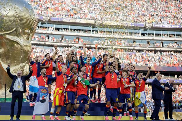 U.S. President Trump attends the FIFA World Cup 2026 Final between Spain and Argentina at New York New Jersey Stadium