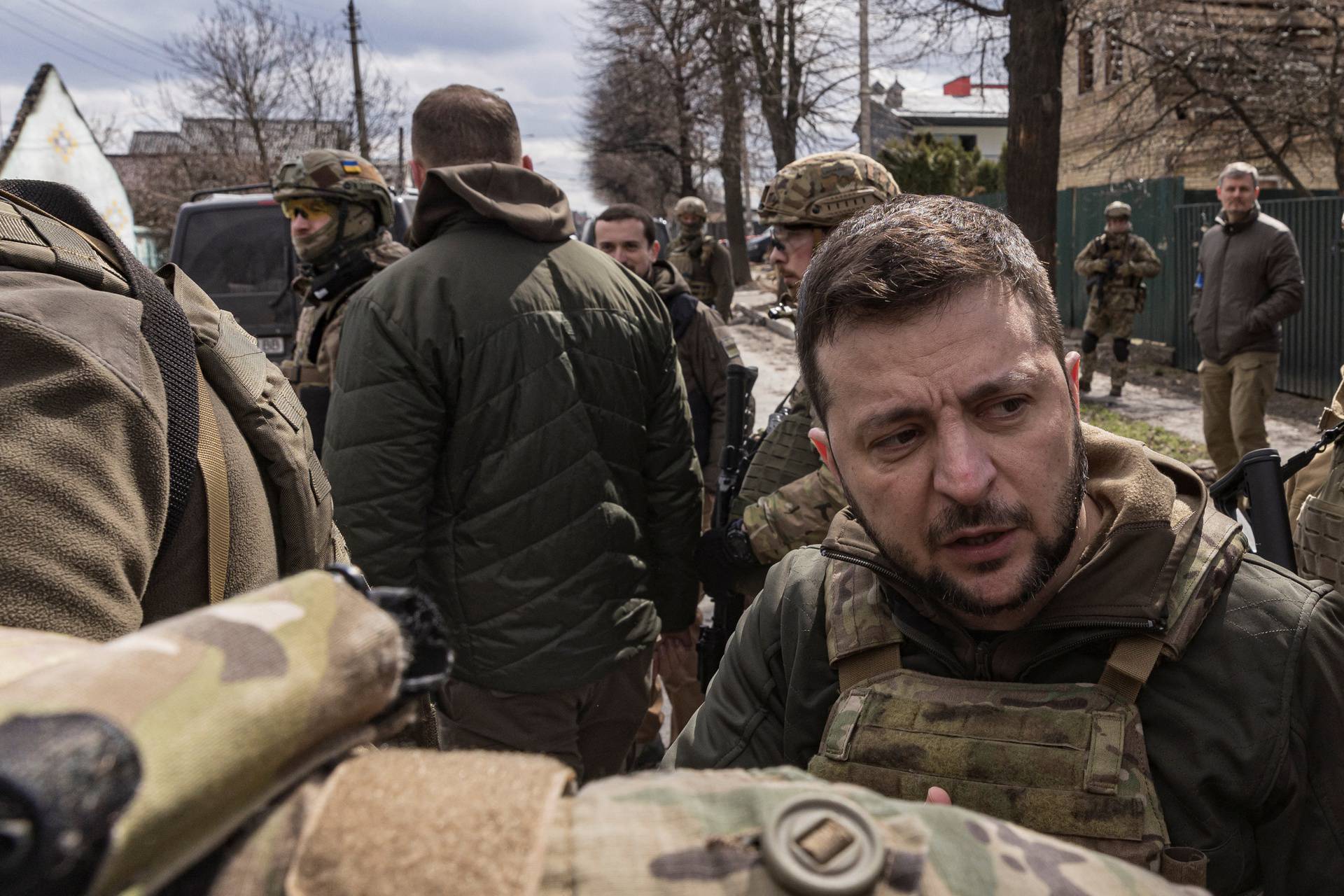 Ukraine's President Volodymyr Zelenskiy in Bucha, outside Kyiv