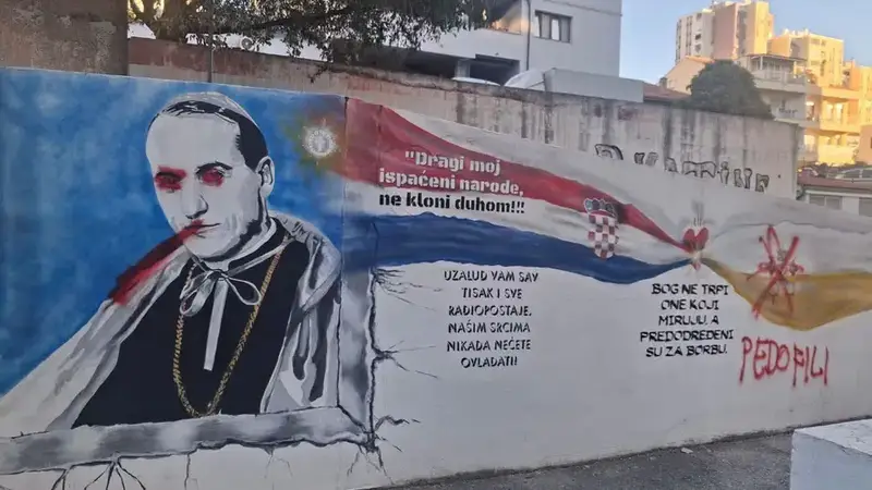 Policija istražuje oštećenje Stepinčeva murala u Splitu, Šuta: ‘Zna se tko su ti ljudi’