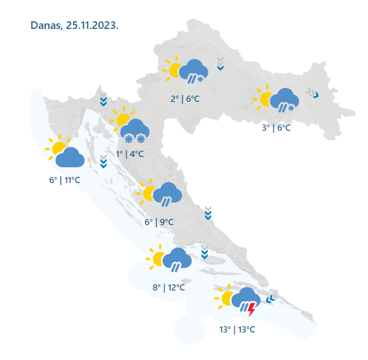 Snijeg zabijelio Sljeme: Stiže i u ostatak Hrvatske, sutra do -5°C! Upozoravaju na vrlo jaku buru