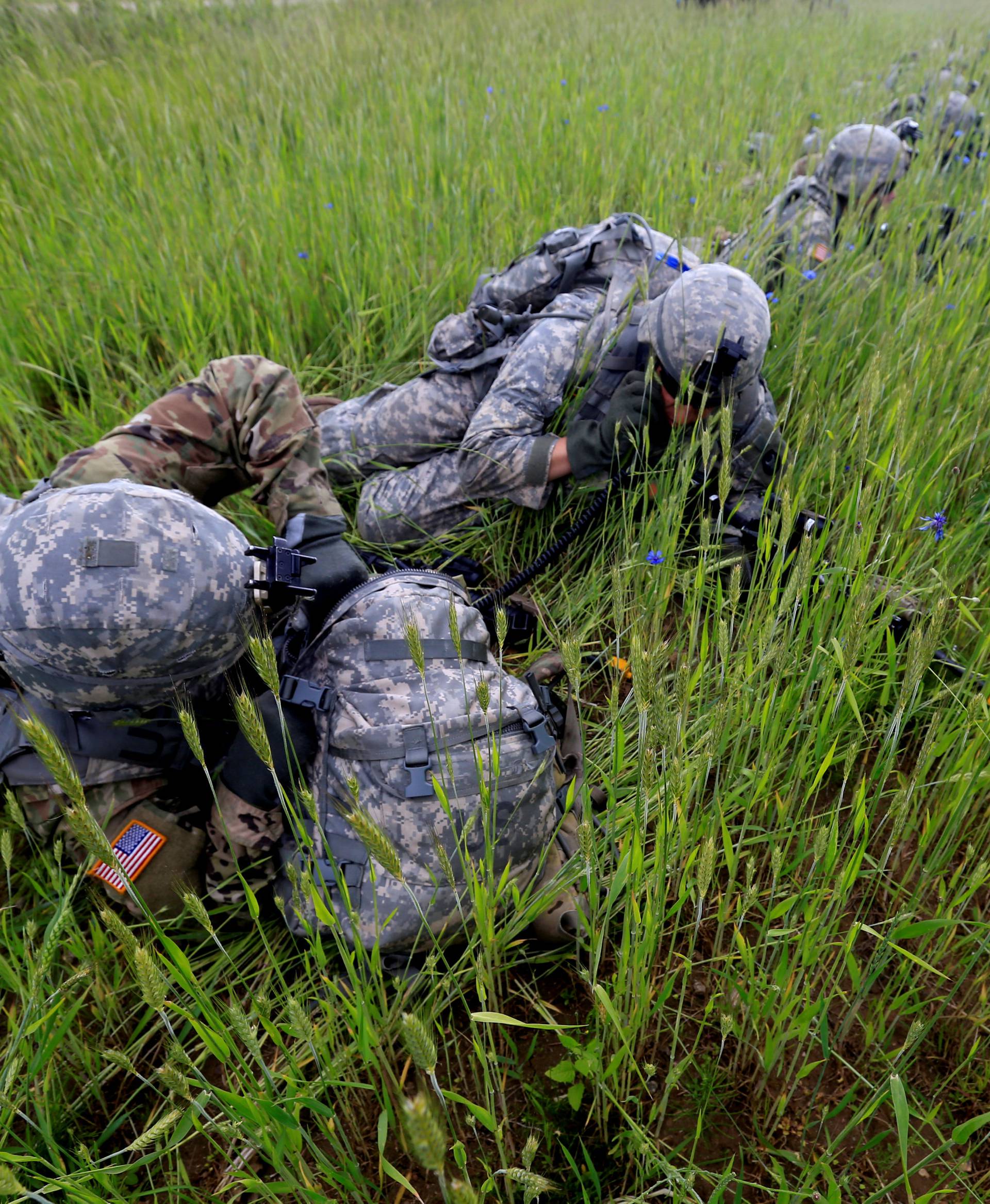 FILE PHOTO: U.S. army soldiers take part in Suwalki gap defence exercise in Mikyciai