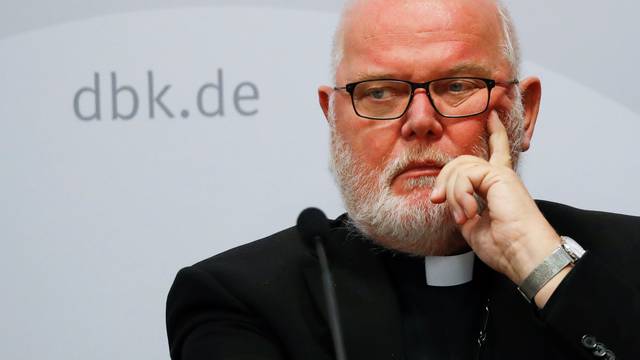 Cardinal Reinhard Marx, chairman of German Bishops's Conference attends a press conference in Fulda