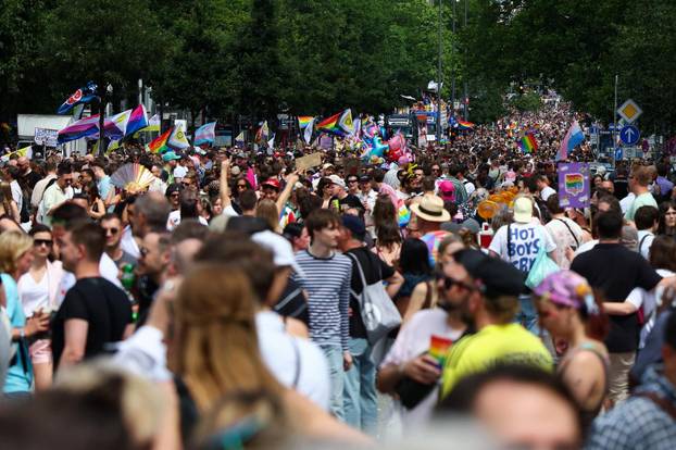 Revellers attend the annual Christopher Street Day (CSD) LGBTQ+ Pride demonstration, in Hamburg