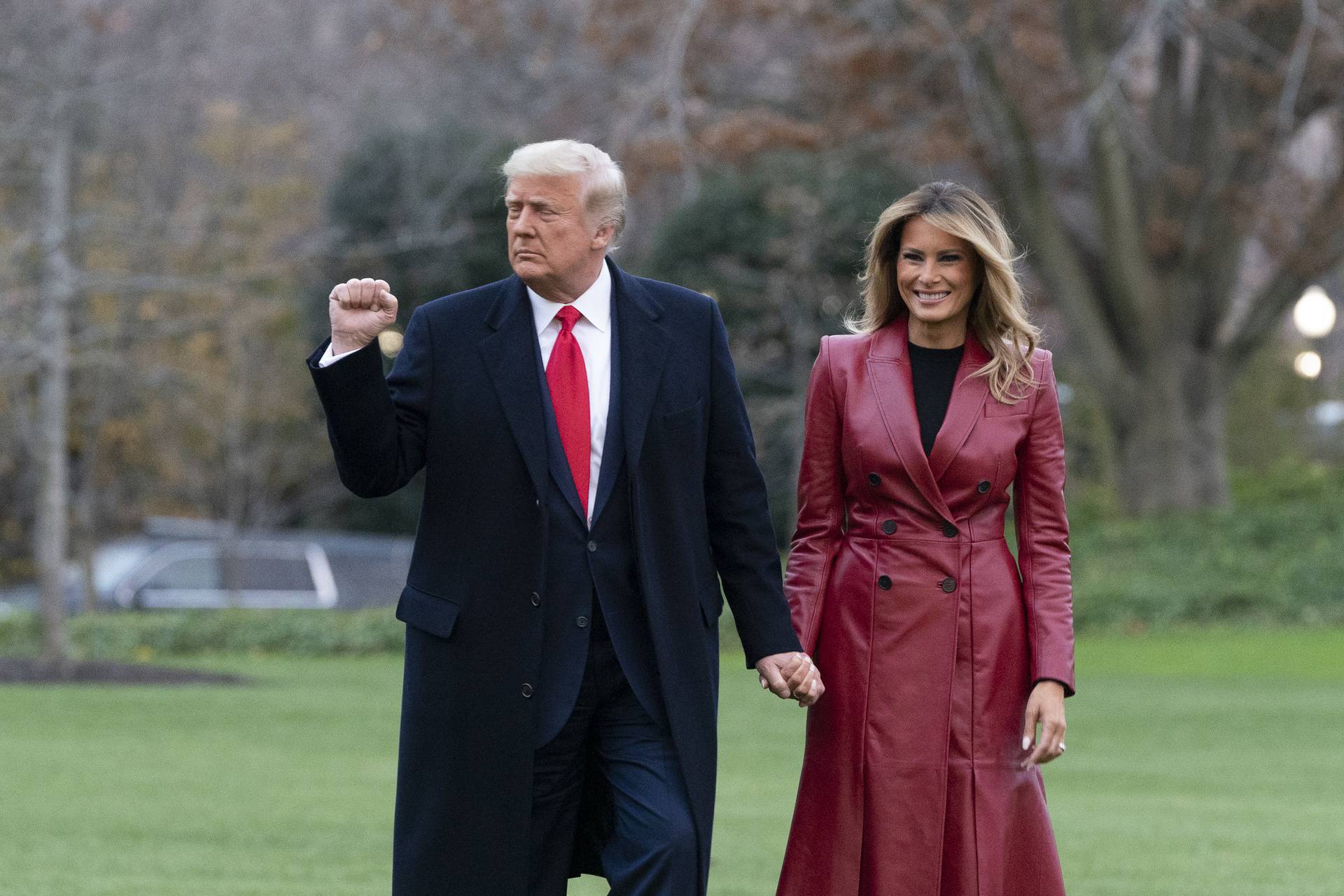 United States President Donald J. Trump and First lady Melania Trump depart the White House