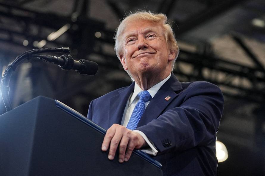 U.S. President Trump visits David S. Mack Center for Training and Intelligence in Garden City