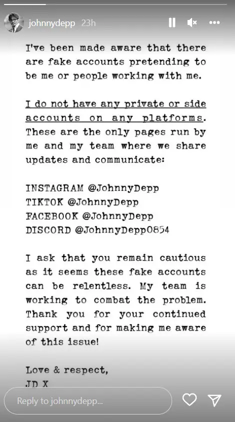 Johnny Depp upozorio na lažne profile pod njegovim imenom: 'Budite oprezni, uvjerljivi su'