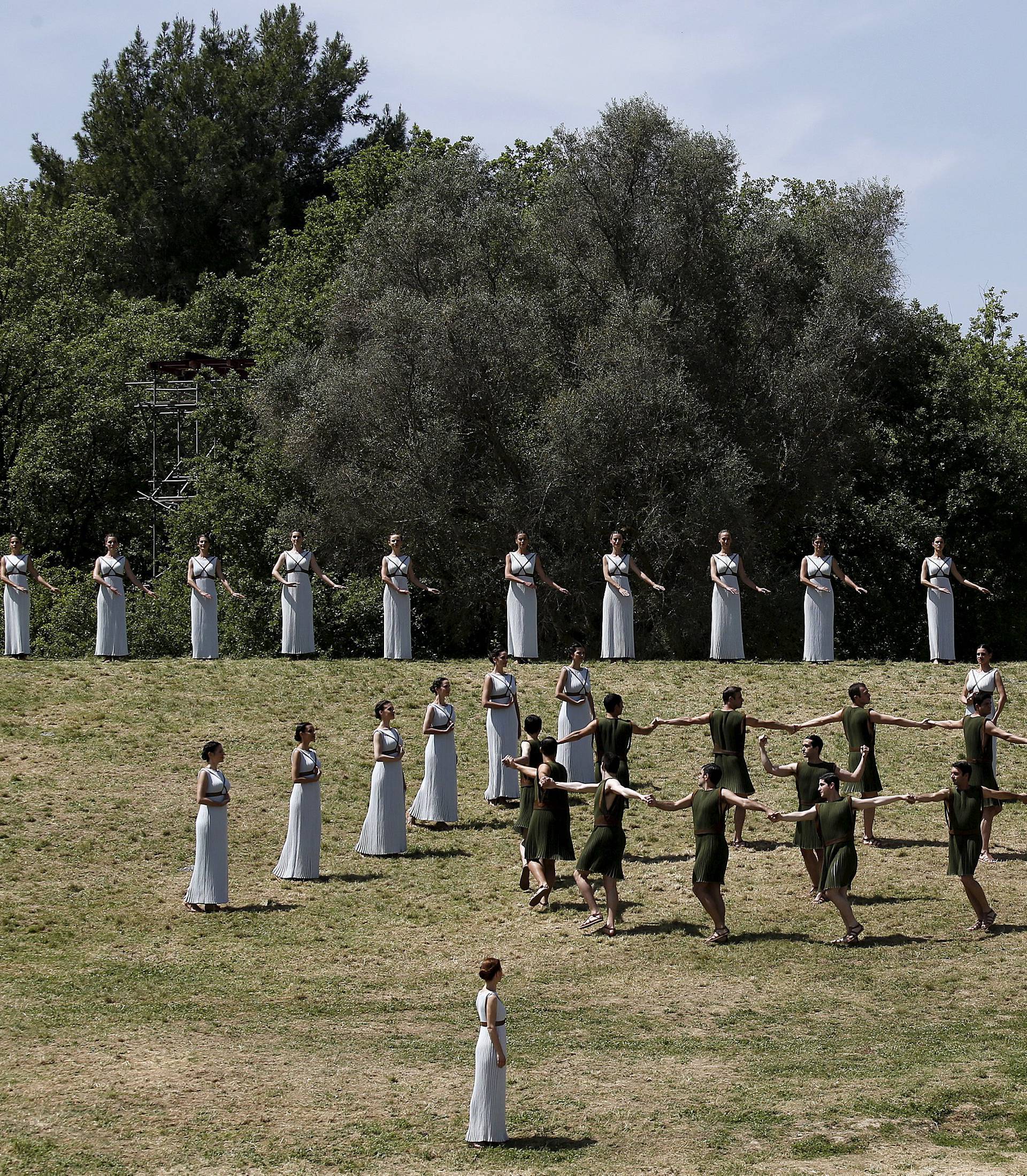 The dress rehearsal for the Olympic flame lighting ceremony for the Rio 2016 Olympic Games takes place at the site of ancient Olympia