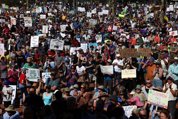 Anti-Trump 'Hands Off!' protest, in Asheville