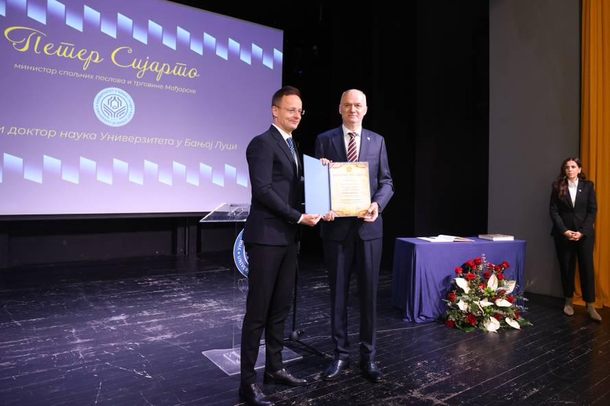 Banja Luka: Mađarski ministar vanjskih poslova Peter Szijjarto primio počasni doktorat Sveučilišta u Banja Luki
