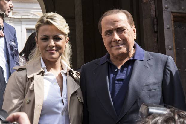 ROME, ELECTIONS 2016. SILVIO BERLUSCONI AND FRANCESCA PASCALE VOTED