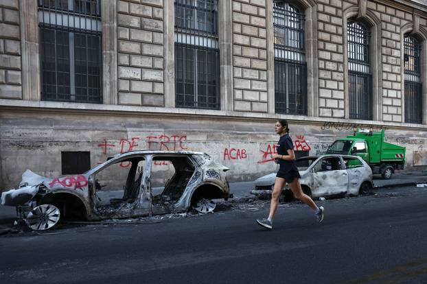 Aftermath of clashes during a national day of protests against the cost of living and rising fuel prices, in Paris