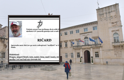 Na zgradi Poglavarstva u Zadru osvanula osmrtnica za Ričarda: 'Ovo je spašavanje HDZ-a...'