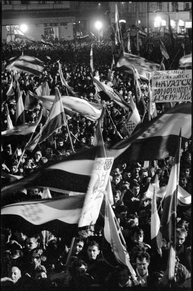 Zagreb: Svečano otkrivanje spomenika banu Josipu Jelačiću na istoimenom trgu, 15.10.1990.