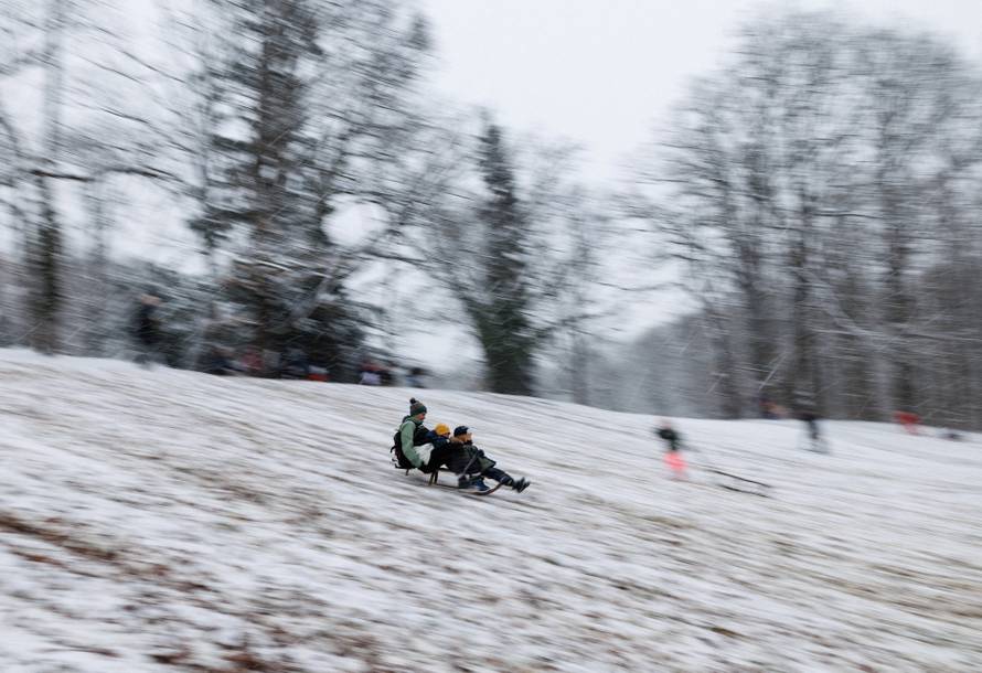 Snow-covered Maksimir park in Zagreb
