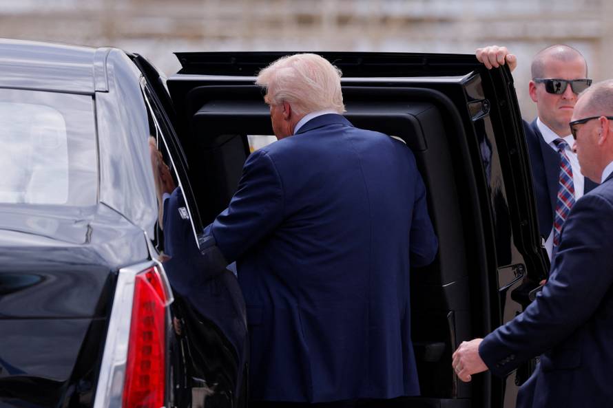 U.S. President Donald Trump arrives to Arizona to attend a memorial service for slain conservative commentator Charlie Kirk, at Luke Air Force Base,