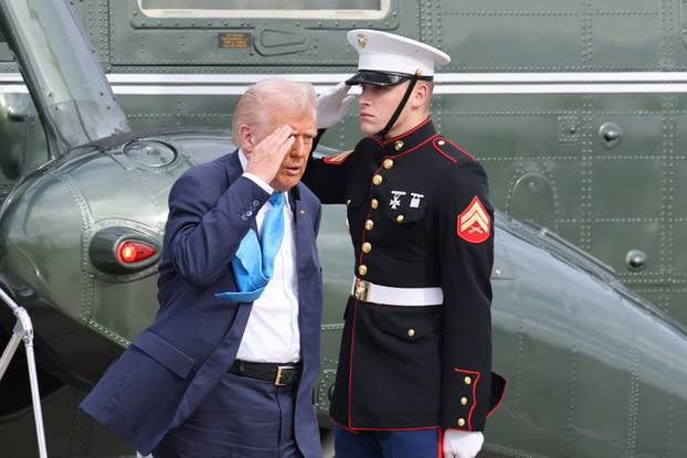 U.S. President Donald Trump leaves Japan