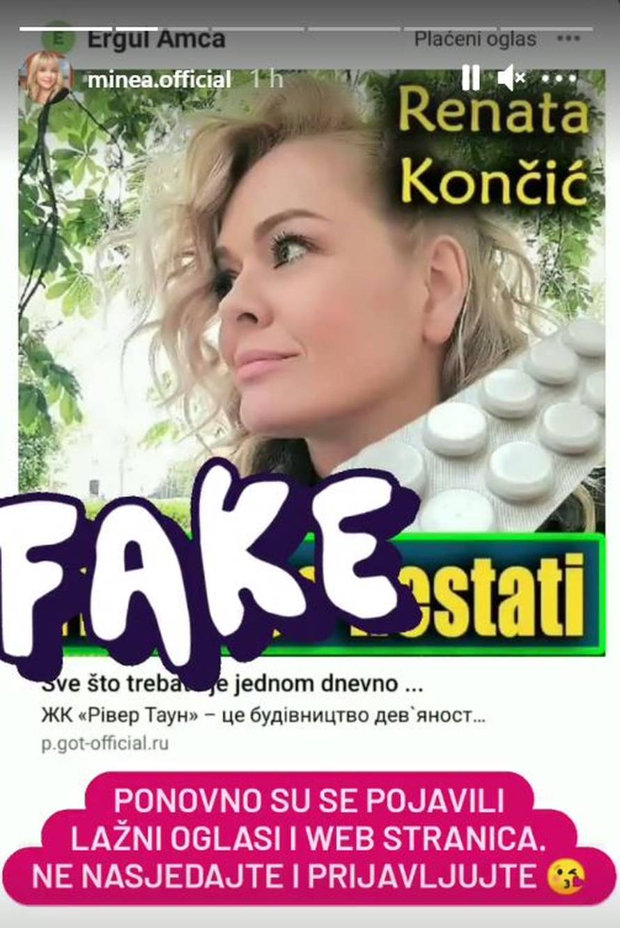 Minea: 'Opet su se pojavili novi lažni oglasi s mojim imenom i fotografijama. Ne nasjedajte'