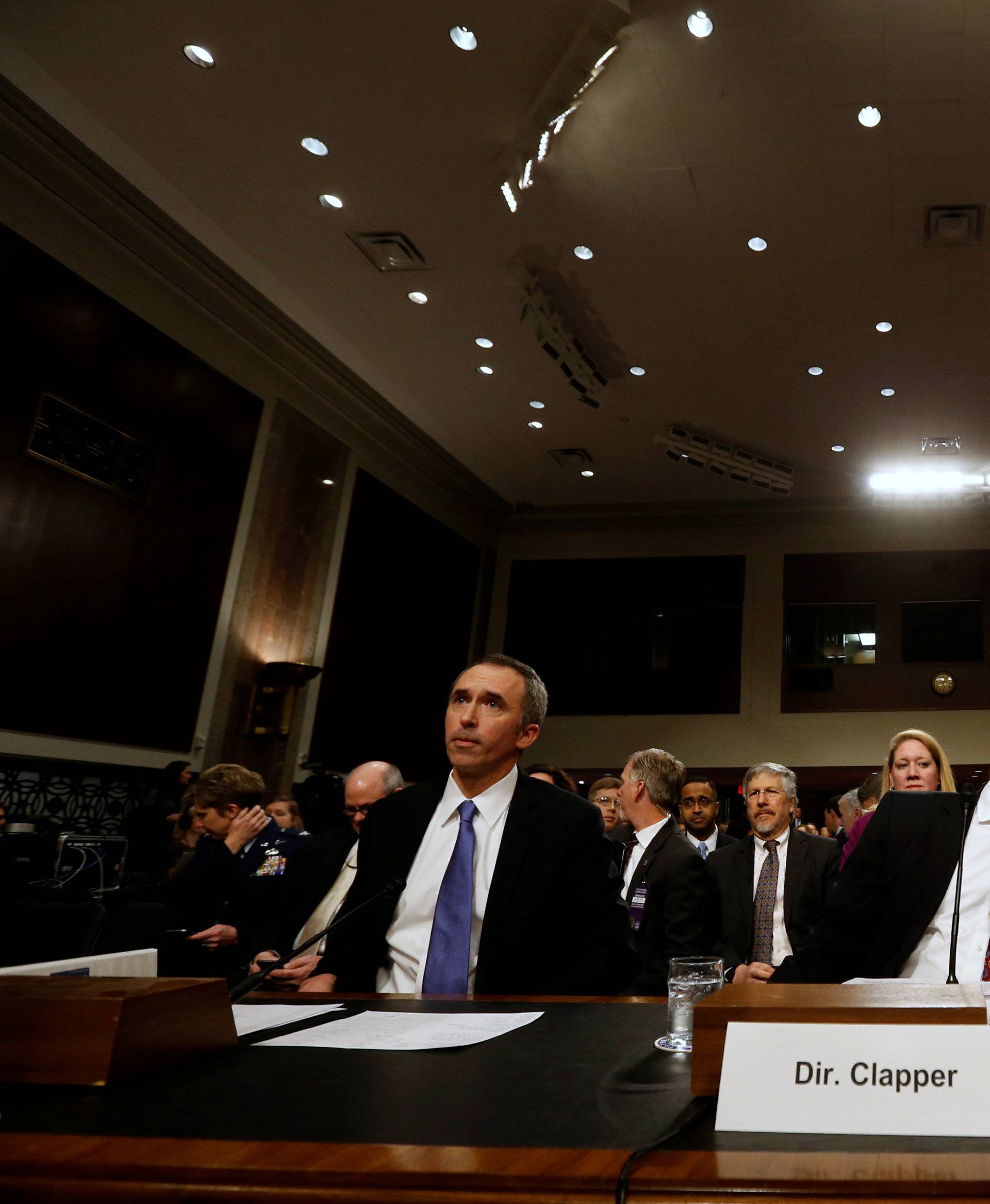 Lettre, Clapper and Rogers testify before a Senate Armed Services Committee hearing on foreign cyber threats, on Capitol Hill in Washington