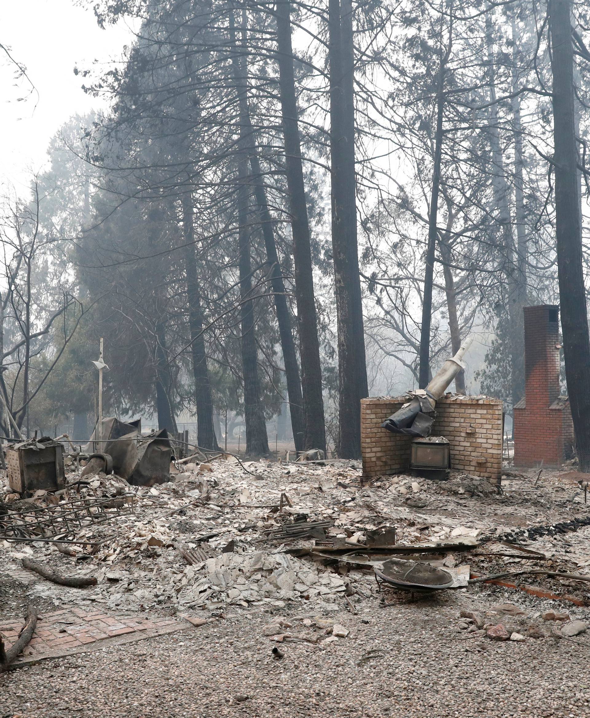 A house destroyed by the Camp Fire is seen in Paradise