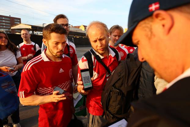 Danish soccer fans leave Copenhagen for their team
