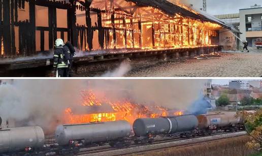 FOTO U&Zcaron;ASA Ovako je gorjelo skladi&scaron;te H&Zcaron;-a u Osijeku. Jako blizu su bile cisterne INA-e!