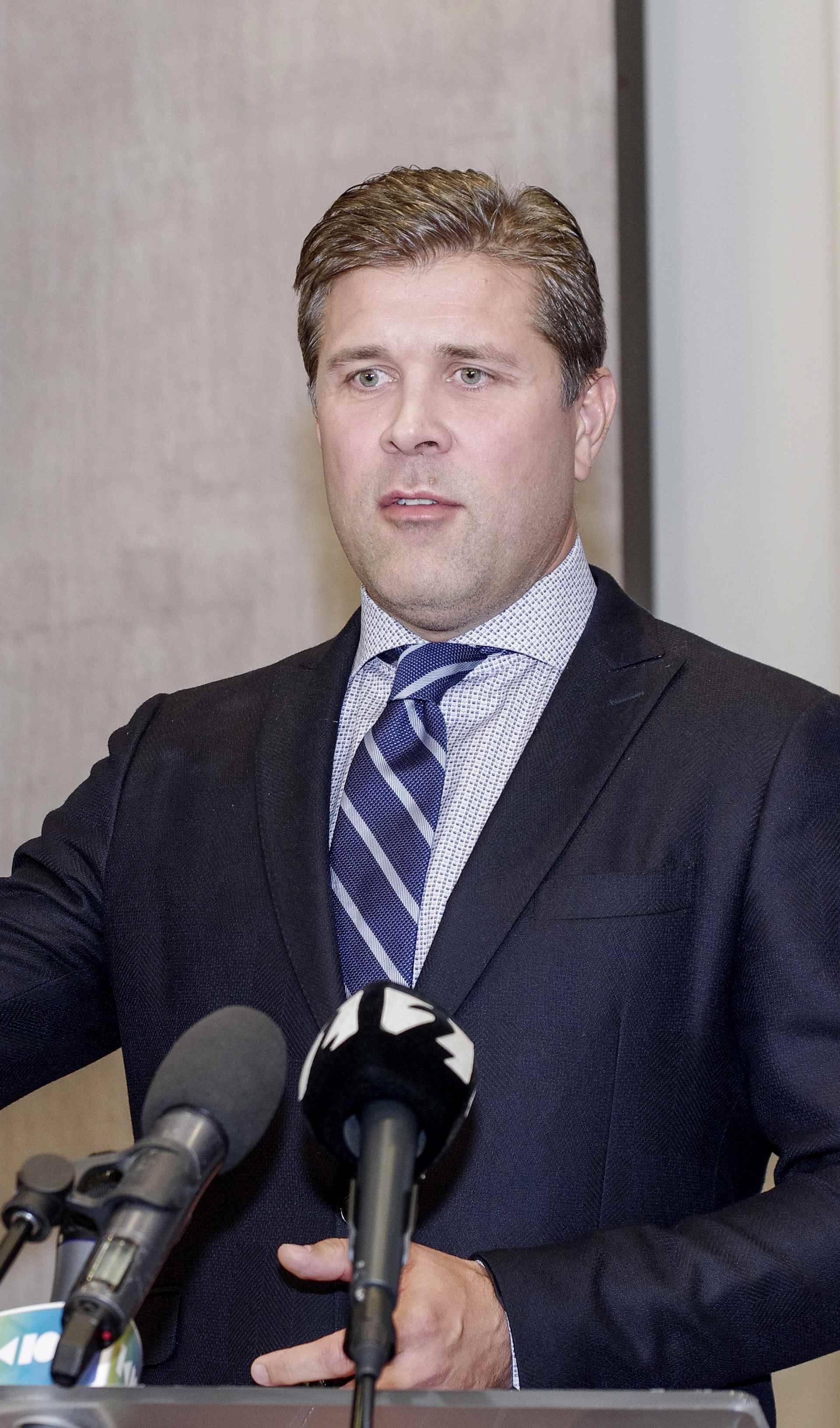 Iceland's Prime Minister Benediktsson speaks during a press conference in Reykjavik