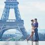 Romantic couple near the Eiffel tower in Paris, France