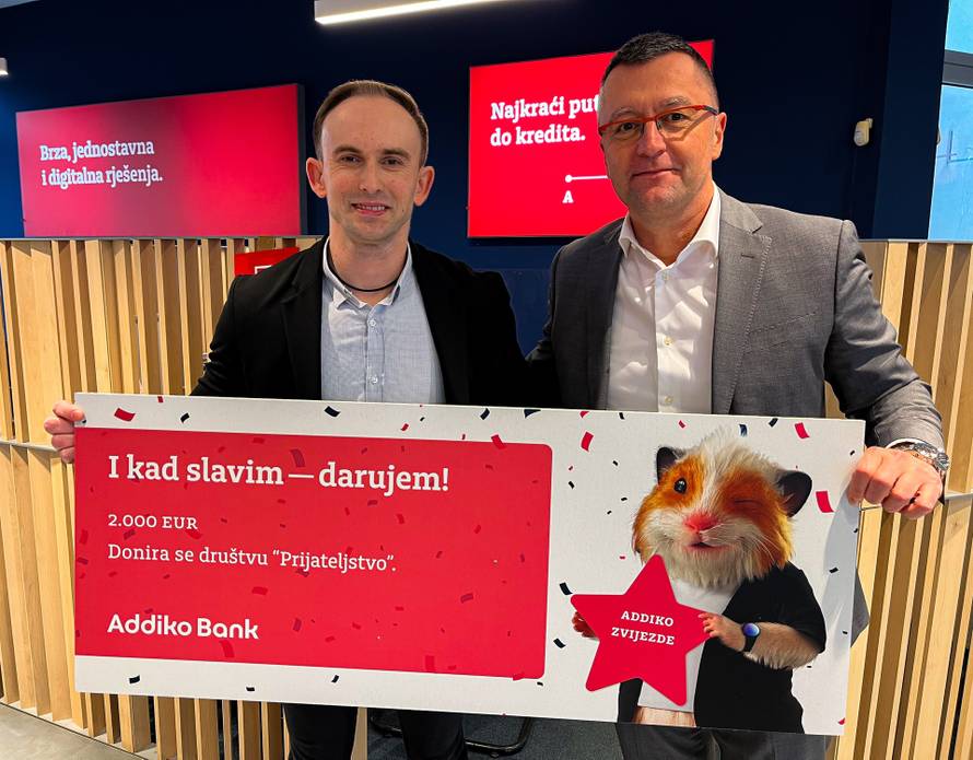 Najbolja poslovnica Addiko banke u Našicama uputila donaciju udruzi „Prijateljstvo”