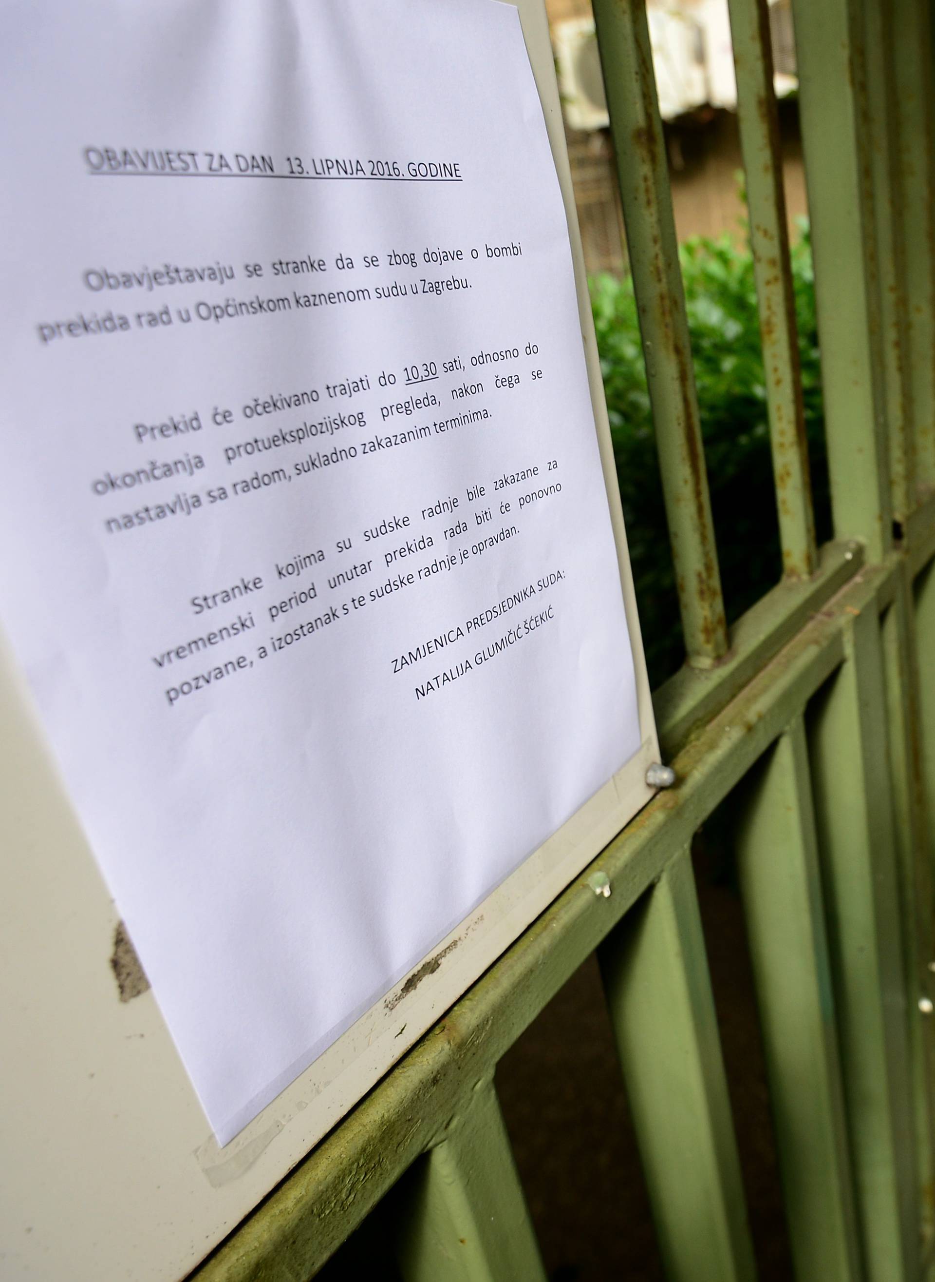 Zbog dojave o bombi ispraznili su Općinski kazneni sud u Ilici