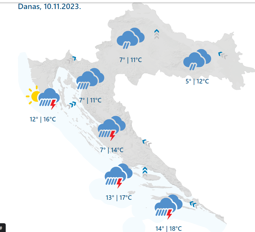 Studeni napokon pokazao zube. Očekuje nas nestabilno vrijeme, puno kiše i jaka grmljavina