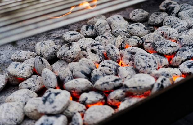 Burning,Charcoal,,Charcoal,In,Grill,Is,Ready,For,Barbeque,Background