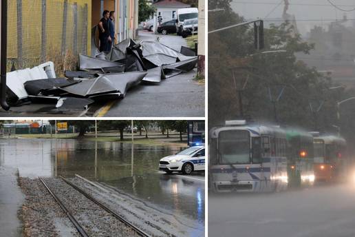 Jako nevrijeme u Osijeku: Jak vjetar odnio krov, poplavljene  ceste, tramvaji ne mogu voziti