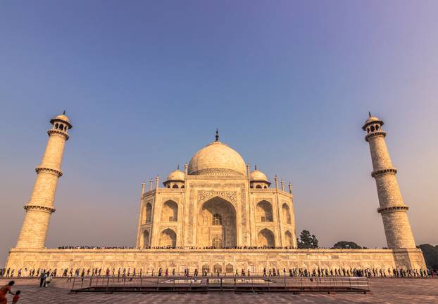 November 02, 2014: Sideview of the Taj Mahal in Agra, India