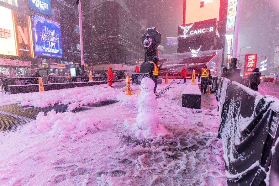 Heavy snowstorm hits New York City, Times Square - 22 Feb 2026